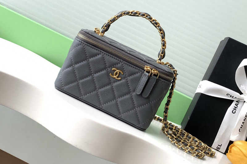 CC AP4842 Long Vanity With Chain in Gray Leather