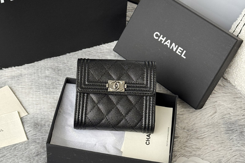 CC A80734 Boy CC Small Flap Wallet in Black Leather