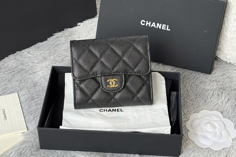 CC AP0231 Classic Small Flap Wallet in Black Leather