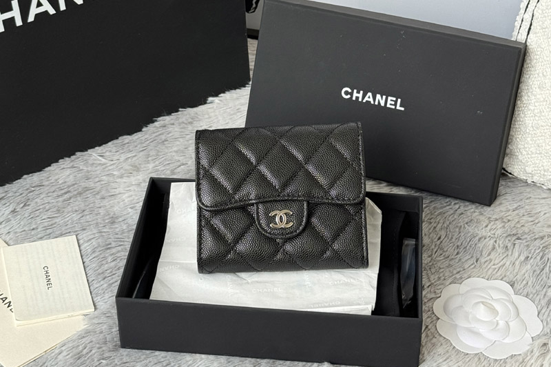CC AP0231 Classic Small Flap Wallet in Black Leather