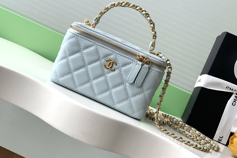 CC AP4842 Long Vanity With Chain in Blue Leather