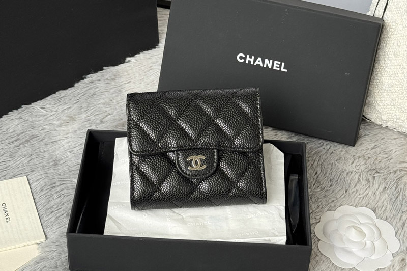CC AP0231 Classic Small Flap Wallet in Black Leather