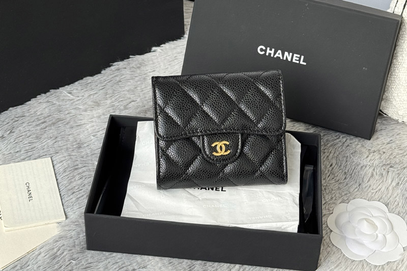 CC AP0231 Classic Small Flap Wallet in Black Leather