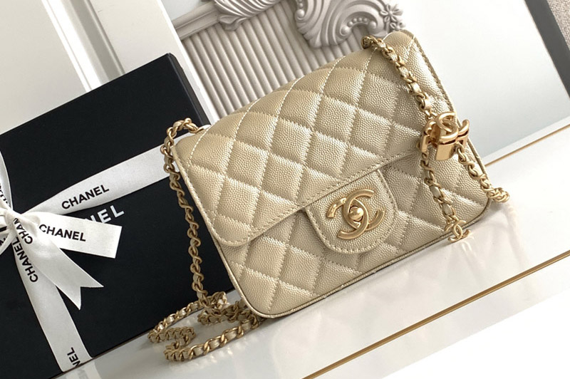 CC Mini Flap Bag in Gold Leather