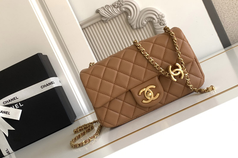 CC Mini Flap Bag in Brown Leather