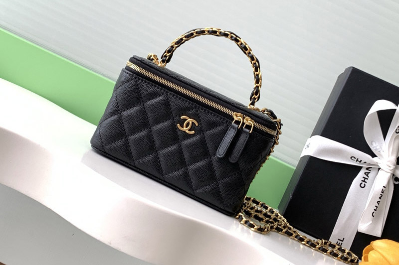 CC AP4842 Long Vanity With Chain in Black Leather