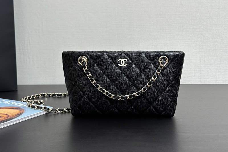 CC Mini Tote Bag in Black Leather