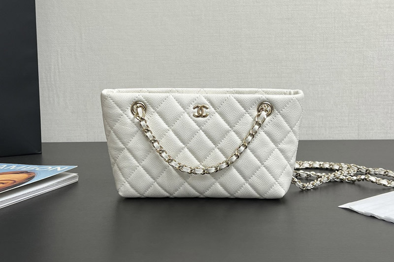 CC Mini Tote Bag in White Leather