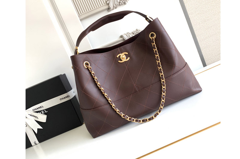 CC AS5657 Shopping Bag in Wine Leather