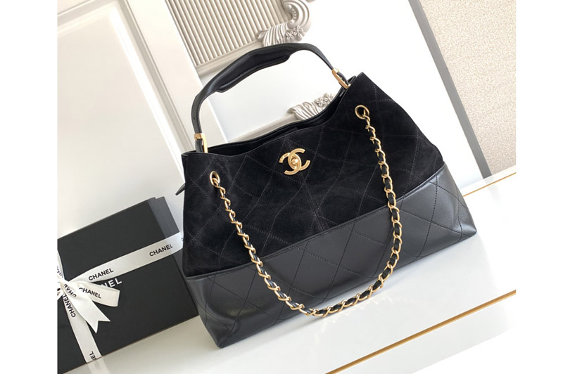 CC AS5657 Shopping Bag in Black/Black Suede