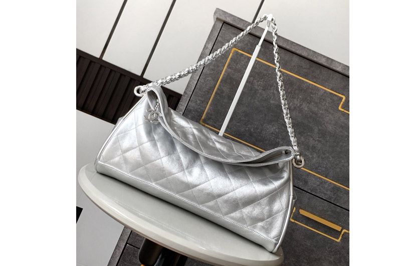 CC Vintage Large Hobo Bag in Silver Leather