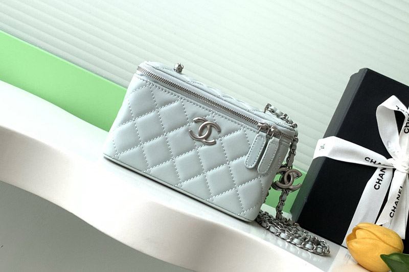 CC Long Vanity With Chain in Blue Leather