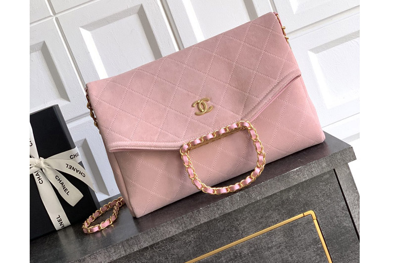 CC Large Hobo Handbag in Pink Suede