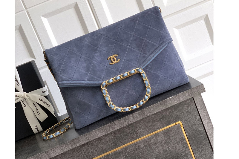 CC Large Hobo Handbag in Blue Suede