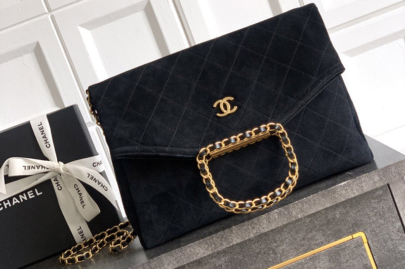 CC Large Hobo Handbag in Black Suede