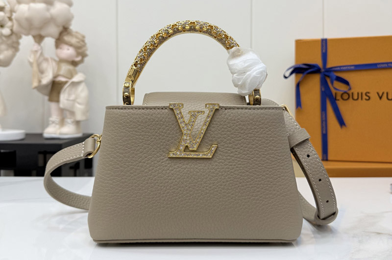 Louis Vuitton M14177 LV Capucines Mini Bag in Khaki