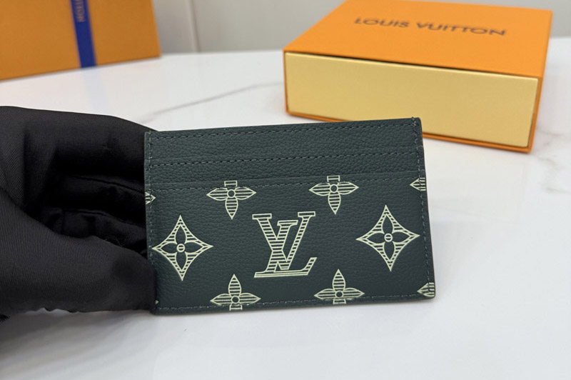 Louis Vuitton M14789 LV Double Card Holder In Monogram Shadow calf leather