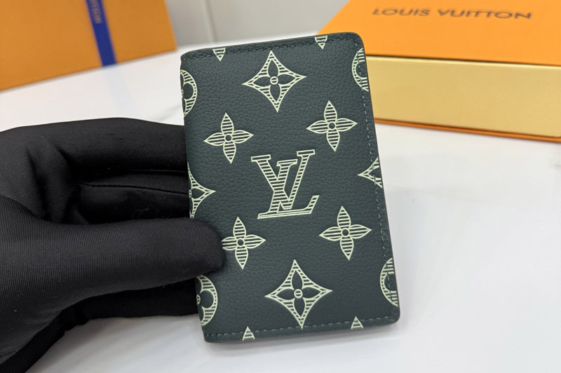 Louis Vuitton M27149 LV Pocket Organizer Wallet In Monogram Shadow calf leather