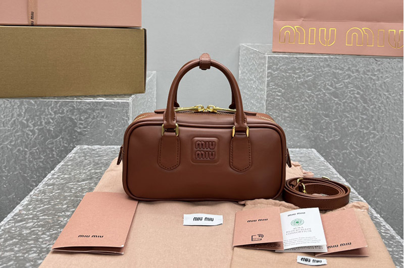 Miu Miu 5BB142 Arcadie leather bag in Rust