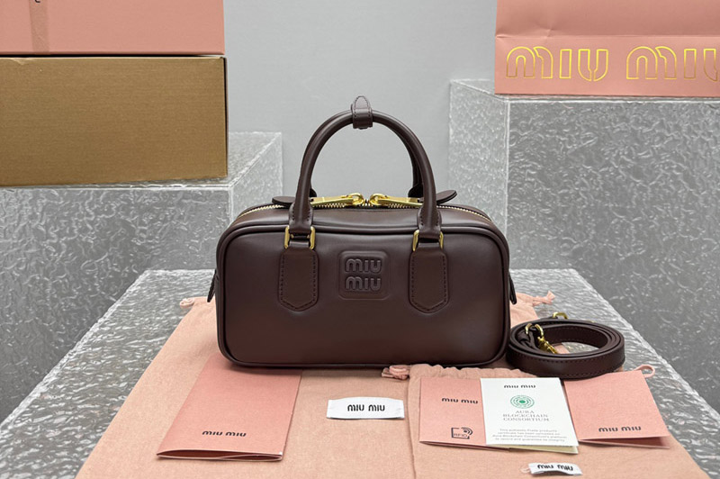 Miu Miu 5BB142 Arcadie leather bag in Briarwood