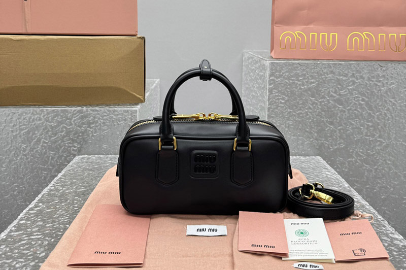 Miu Miu 5BB142 Arcadie leather bag in Black