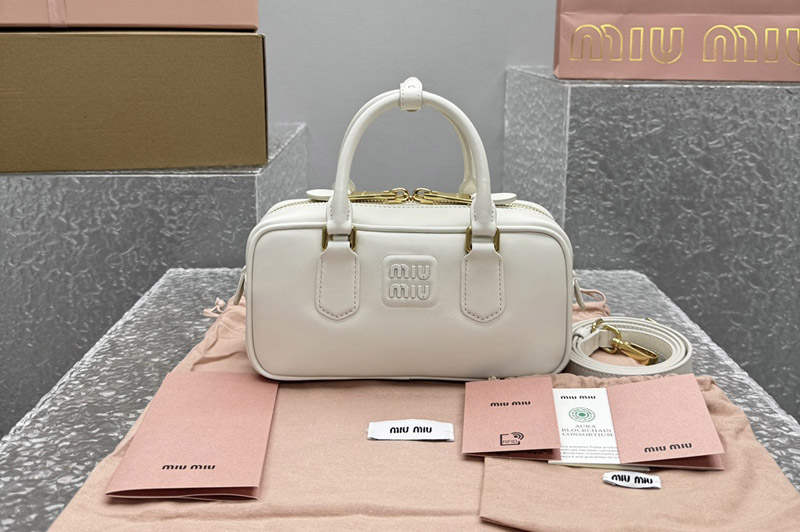 Miu Miu 5BB142 Arcadie leather bag in White