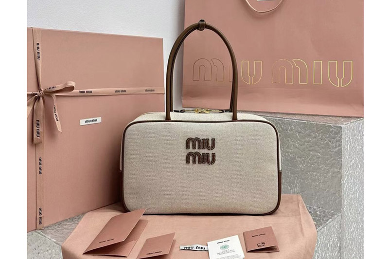 Miu Miu 5BB163 Beau canvas and leather bag