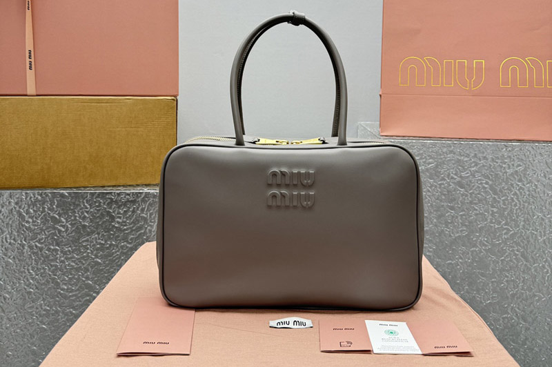 Miu Miu 5BB117 Beau leather bag in Gray Calfskin