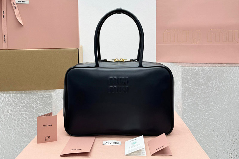 Miu Miu 5BB117 Beau leather bag in Black Calfskin