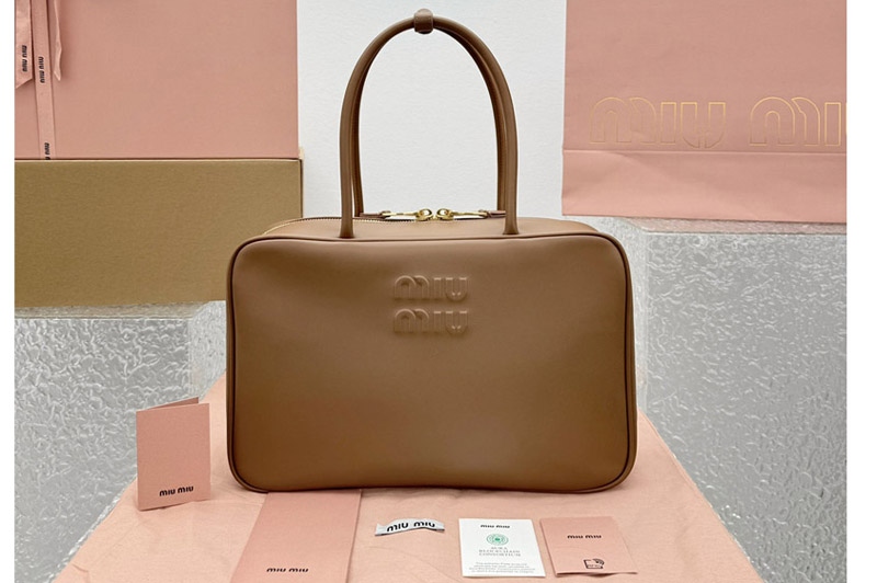 Miu Miu 5BB117 Beau leather bag in Brown Calfskin