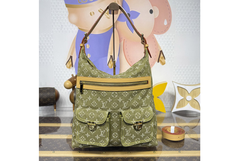 Louis Vuitton M95211 LV Baggy GM Bag in Green Monogram Denim