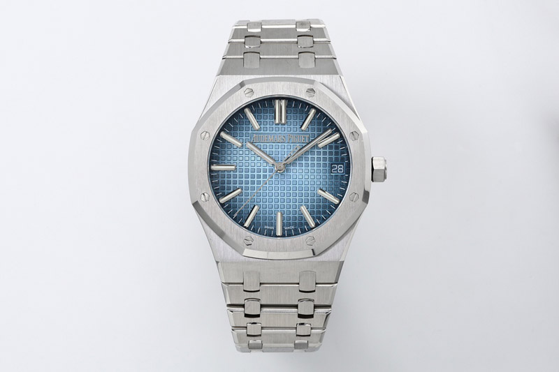 Audemars Piguet Royal Oak 41mm 15510BC SS ZF 1:1 Best Edition Ice Blue Textured Dial on SS Bracelet SA4302 Super Clone V3