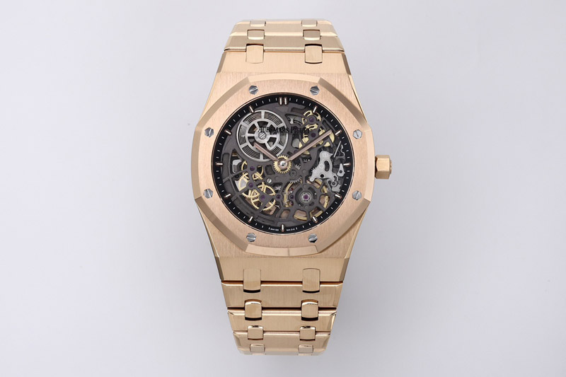 Audemars Piguet Royal Oak Openworked 16204 RG ZF 1:1 Best Edition Skeleton Dial on RG Bracelet A7124