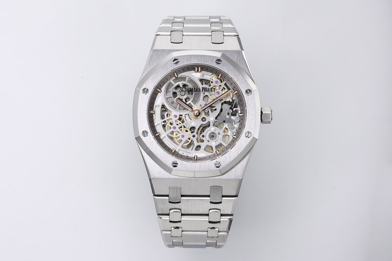 Audemars Piguet Royal Oak Openworked 16204 SS ZF 1:1 Best Edition Skeleton Dial on SS Bracelet A7124