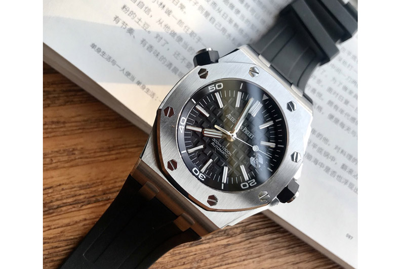 Audemars Piguet Royal Oak Offshore Diver 15703 Best Edition Black Dial on Black Rubber Strap Swiss Eta 2836
