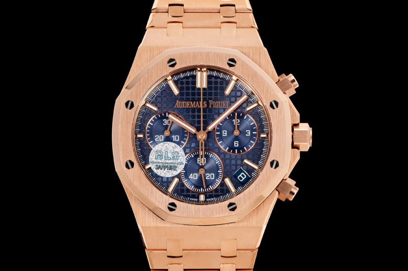 Audemars Piguet Royal Oak Chrono 26240 RG BLS 1:1 Best Edition Blue Dial RG Bracelet Super Clone DD4401