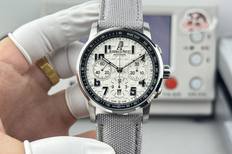 Audemars Piguet Code 11.59 SS 41mm White Dial on Gray Nylon Strap A7750