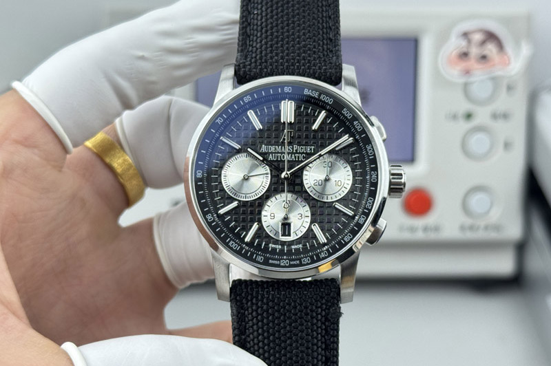 Audemars Piguet Code 11.59 SS 41mm Black Dial on Black Nylon Strap A7750