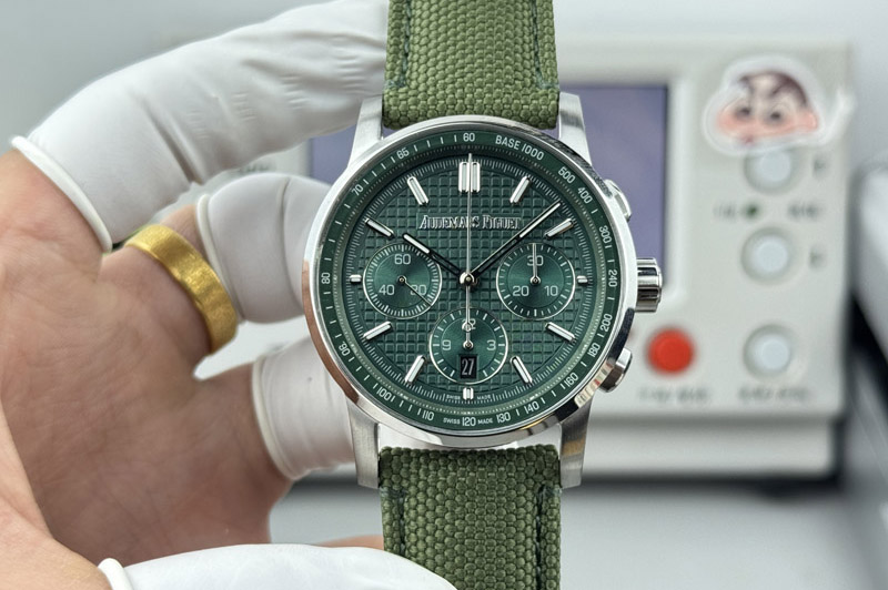 Audemars Piguet Code 11.59 SS 41mm Green Dial on Green Nylon Strap A7750