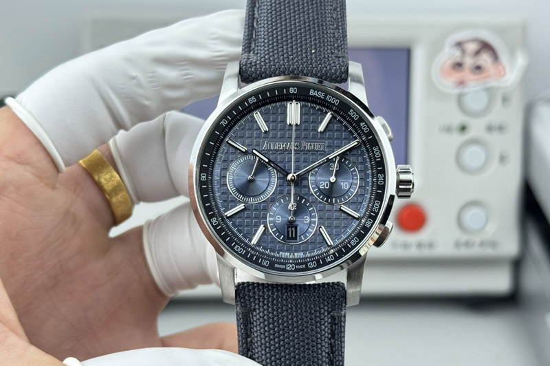 Audemars Piguet Code 11.59 SS 41mm Blue Dial on Blue Nylon Strap A7750