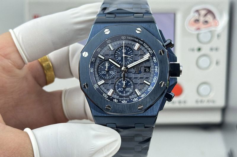 Audemars Piguet Royal Oak Offshore 42mm 26238 Blue Ceramic APK 1:1 Best Edition Blue Textured Dial on Bracelet A4404