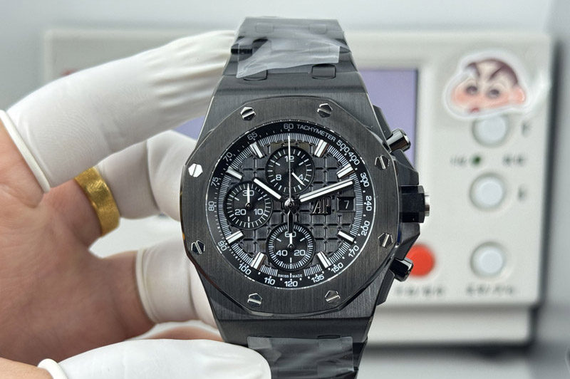 Audemars Piguet Royal Oak Offshore 42mm 26238 Black Ceramic APK 1:1 Best Edition Black Textured Dial on Bracelet A4404