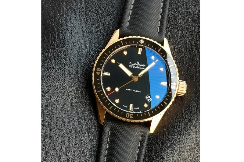 Blancpain Fifty Fathoms Bathyscape Black Ceramic Bezel RG GF 1:1 Best Edition Black Dial On Black Nylon Strap A1315