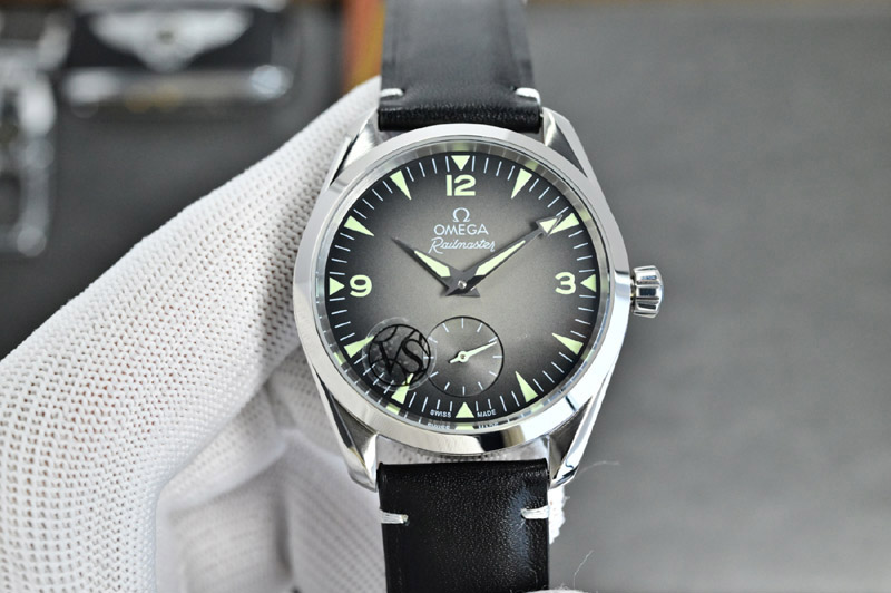 Omega Railmaster 38mm SS Brown/Gray Dial on Black/Brown Leather strap OM8804