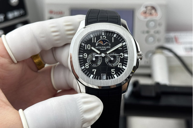 Patek Philippe Aquanaut 5261R-001 SS 3KF Best Edition Black Dial on Black Rubber Band M9015
