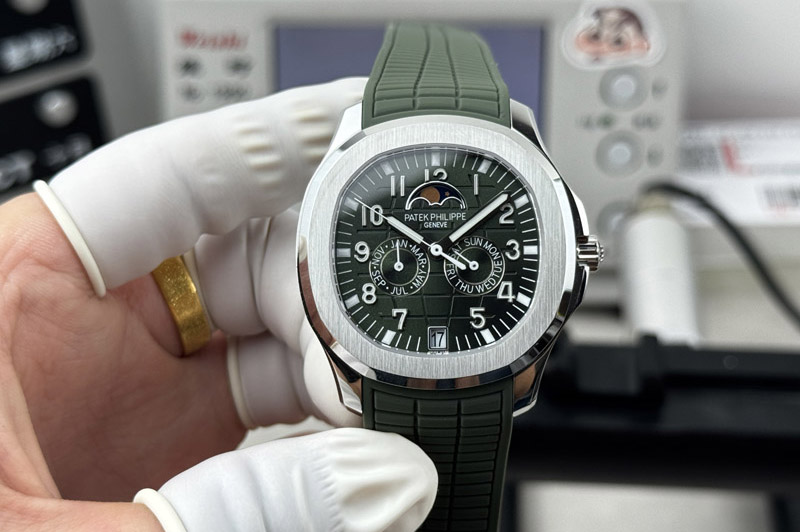 Patek Philippe Aquanaut 5261R-001 SS 3KF Best Edition Green Dial on Green Rubber Band M9015