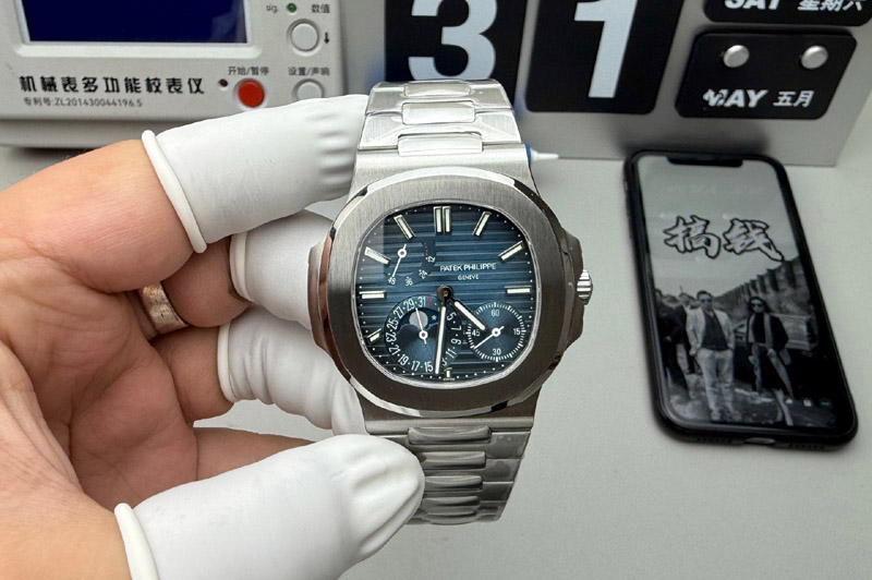 Patek Philippe Nautilus 5712-1A 001 SS PPF 1:1 V4+ Best Edition Blue Dial on SS Bracelet PPF240 (Free tool)