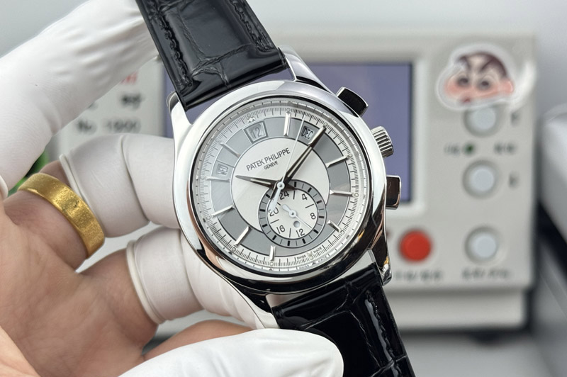 Patek Philippe Annual Calendar Complications 5205R SS 3KF Best Edition White dial on Black leather strap A324