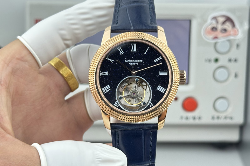 Patek Philippe Calatrava 42mm Tourbillion RG Blue Dial on Leather Strap