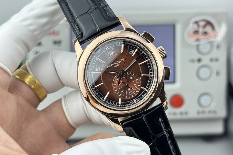 Patek Philippe Annual Calendar Complications 5205R RG 3KF Best Edition Brown dial on Brown leather strap A324